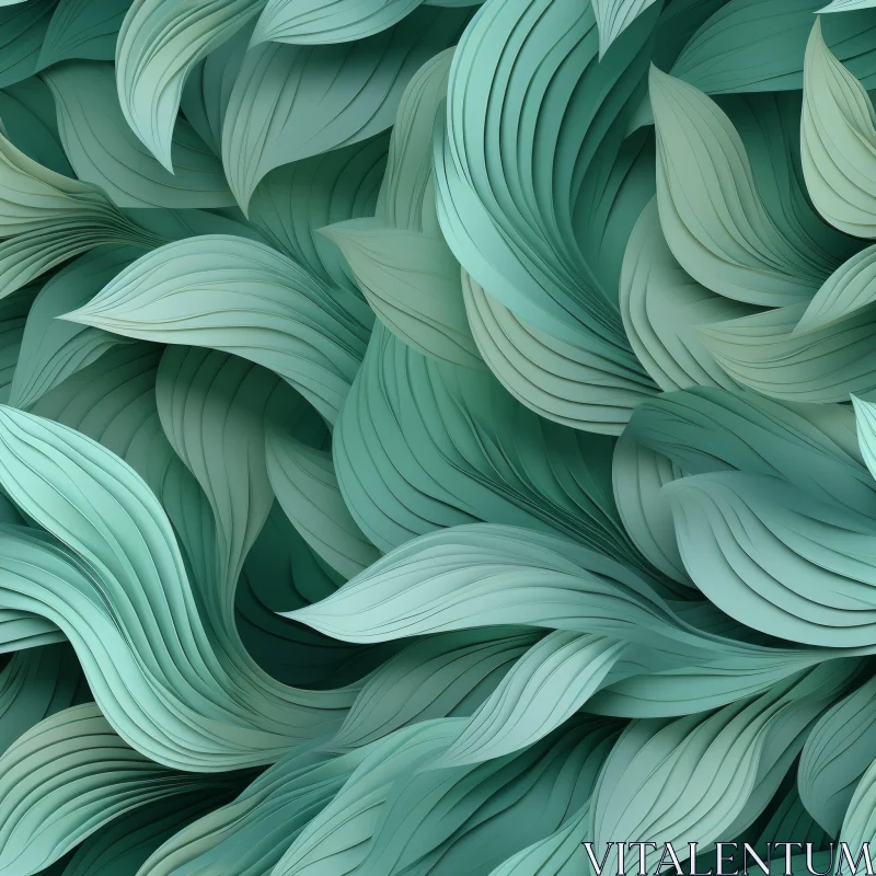 Green Leaves Wave Background AI Image