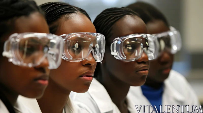 Intelligent and Determined African-American Teenage Girls in Lab Coats AI Image