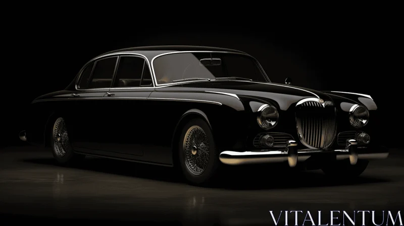 Black Classic Car on Dark Background - Photorealistic Renderings AI Image
