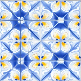 Blue Floral Tiles Pattern - Harmonious Design