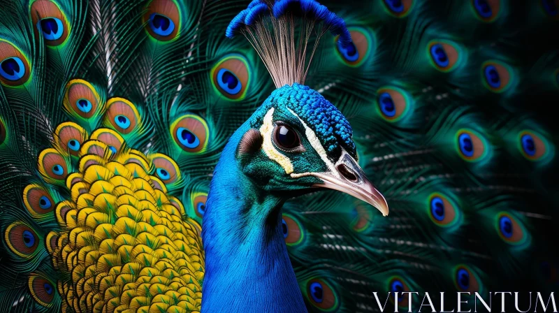 Colorful Peacock Portrait - Majestic Feathers in Nature AI Image