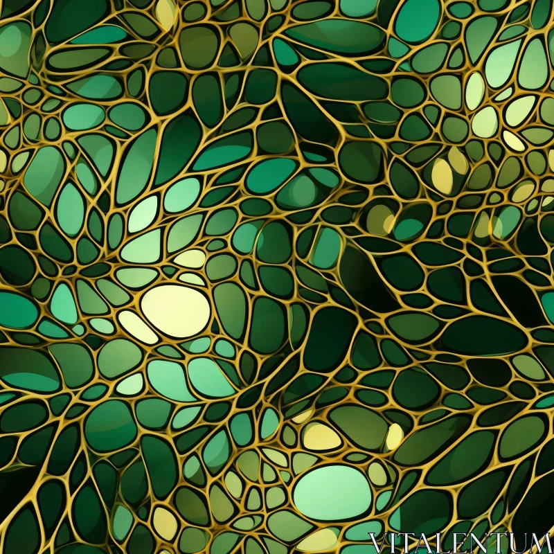 AI ART Green and Yellow Organic Shapes Pattern
