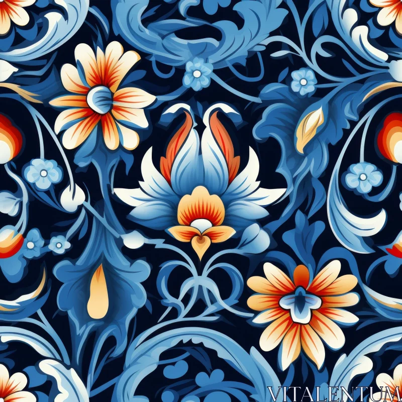 Intricate Floral Pattern on Dark Background AI Image