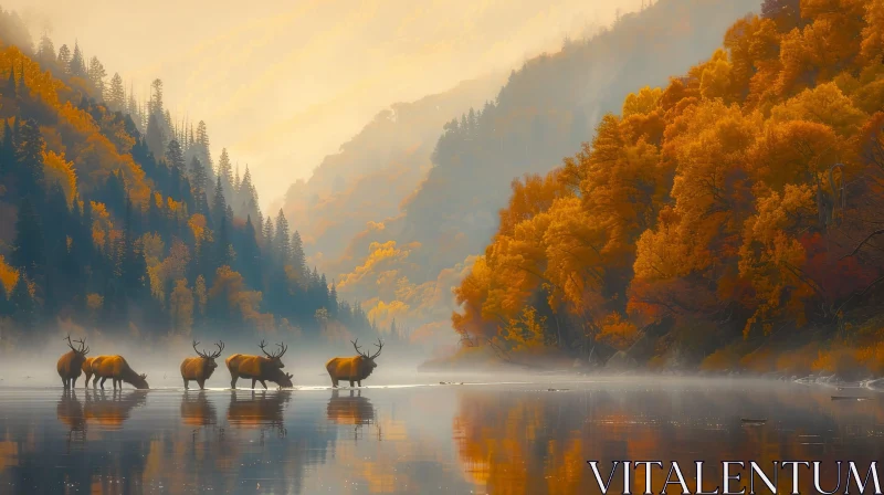 AI ART Majestic Elk in Autumn Landscape