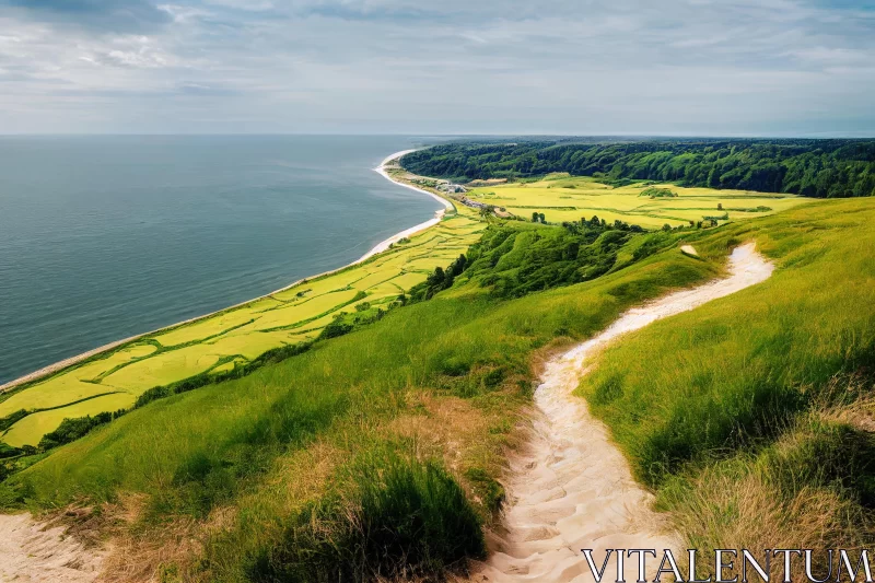 AI ART Path Leading to a Long Beach - Traditional British Landscapes