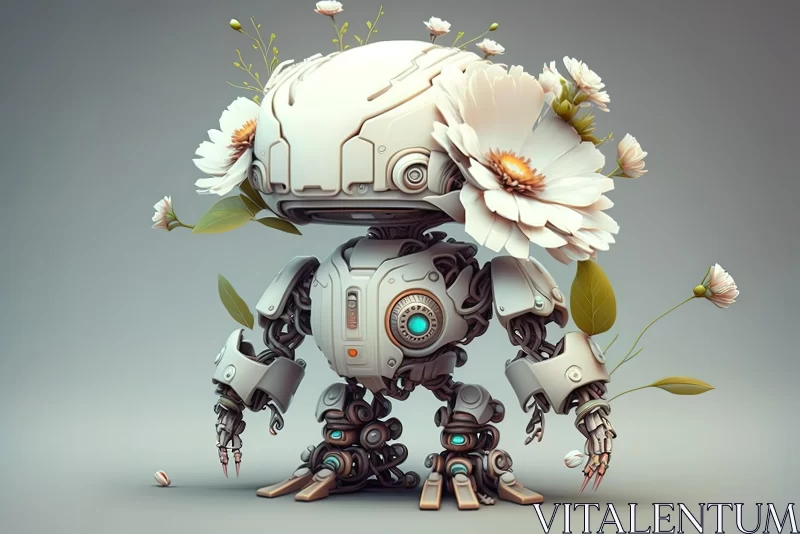 Robot Art: A Playful Fusion of Flowers and Technology AI Image