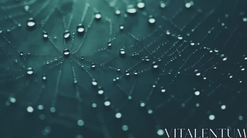 AI ART Spider Web with Water Droplets - Close-up Nature Photography