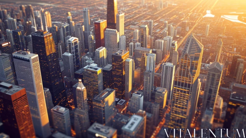 AI ART Vibrant City Sunset - Aerial View