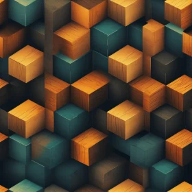 Warm Wooden Cubes Seamless Pattern for Backgrounds