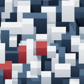 Blue, White, and Red Cube Seamless Pattern