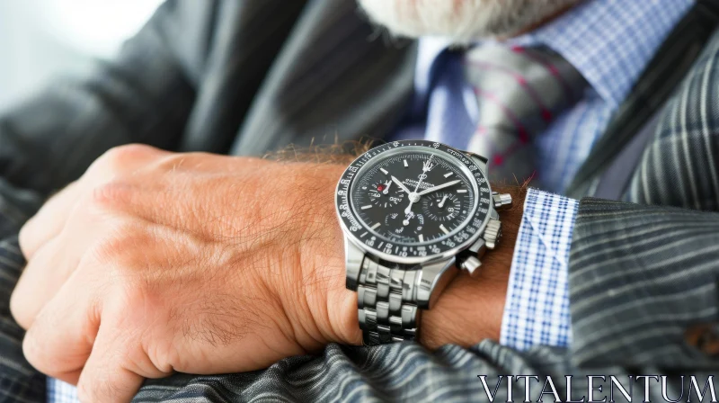 AI ART Close-up Photo of a Man Wearing a Stylish Wristwatch
