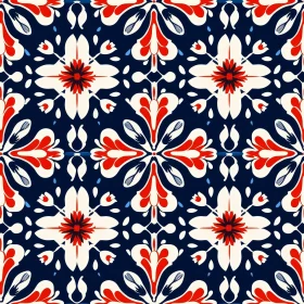 Colorful Floral Tile Pattern - Traditional Portuguese Design