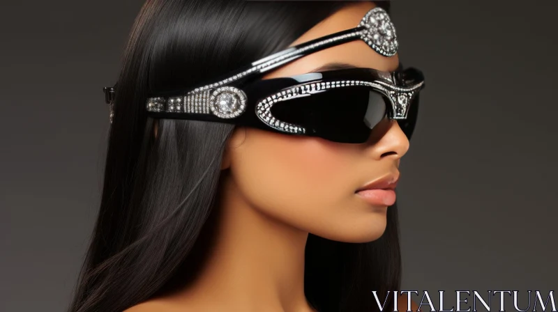 Futuristic Sunglasses Fashion Portrait AI Image