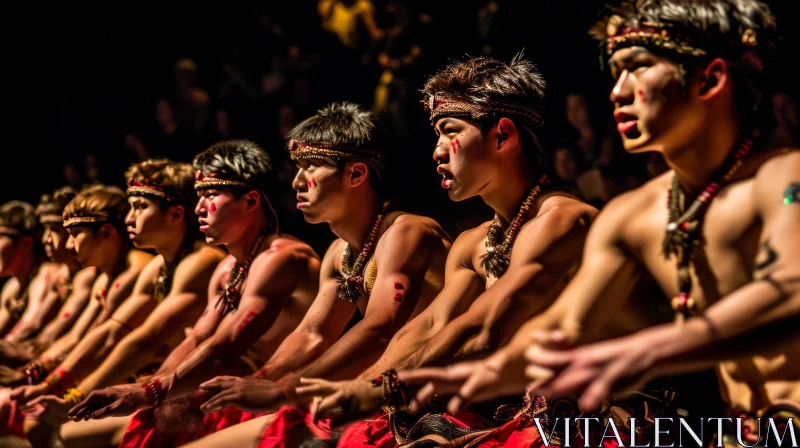 Intriguing Tribal Performers Illuminated by Spotlight AI Image