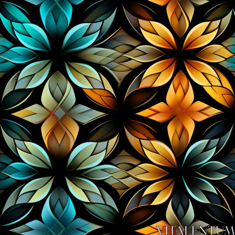 Multicolored Flowers Seamless Pattern on Black Background AI Image