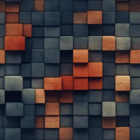 Rustic Wooden Cube Wall - 3D Rendering