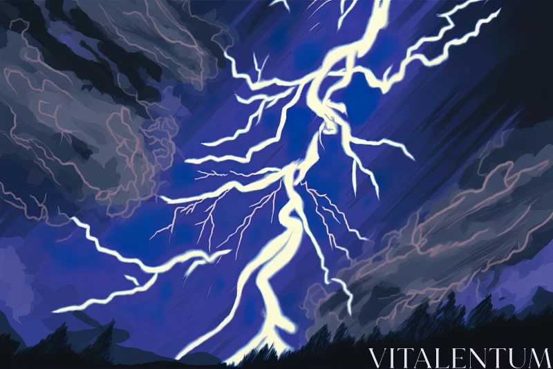 Bold Graphic Comic Book Art: Lightning Strike on Dark Background AI Image