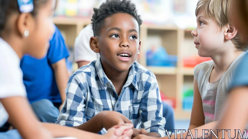Captivating Classroom Scene: Diverse Children Engaged in Learning AI Image