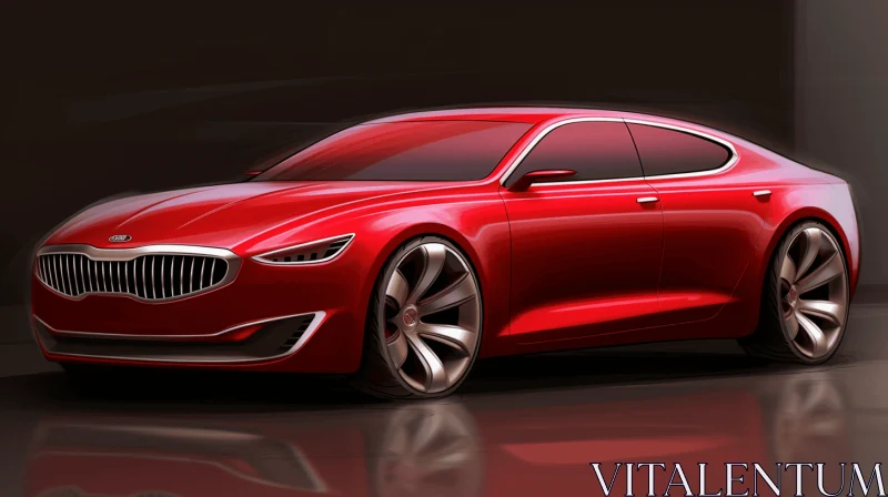 Captivating Kia Concept Car Artwork in Crimson Hues AI Image