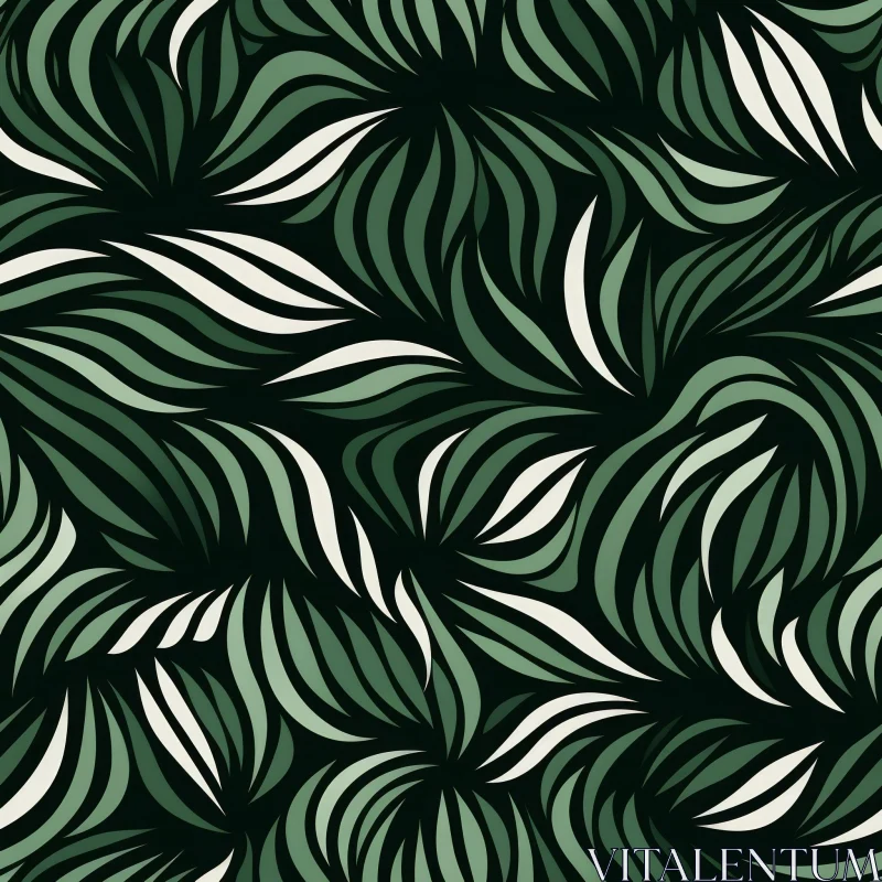 Green and White Waves Seamless Pattern for Home Decor AI Image