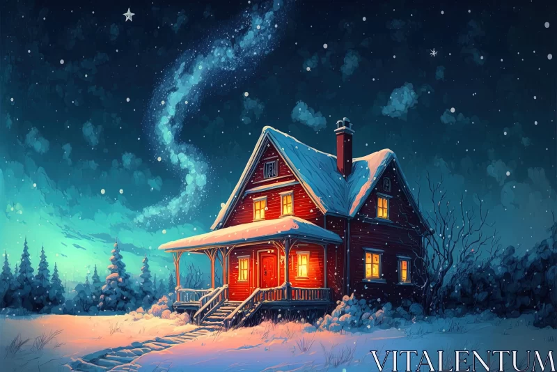 Nostalgic Christmas Night Painting | Detailed Impressionism AI Image