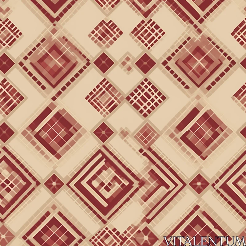 Red and Brown Square Pattern - Moroccan Tiles Inspiration AI Image