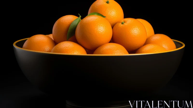 Ripe Oranges in Black Bowl - Stunning Fruit Photography AI Image