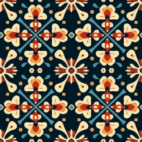Colorful Floral Tiles Seamless Pattern - Portuguese Azulejos Inspired