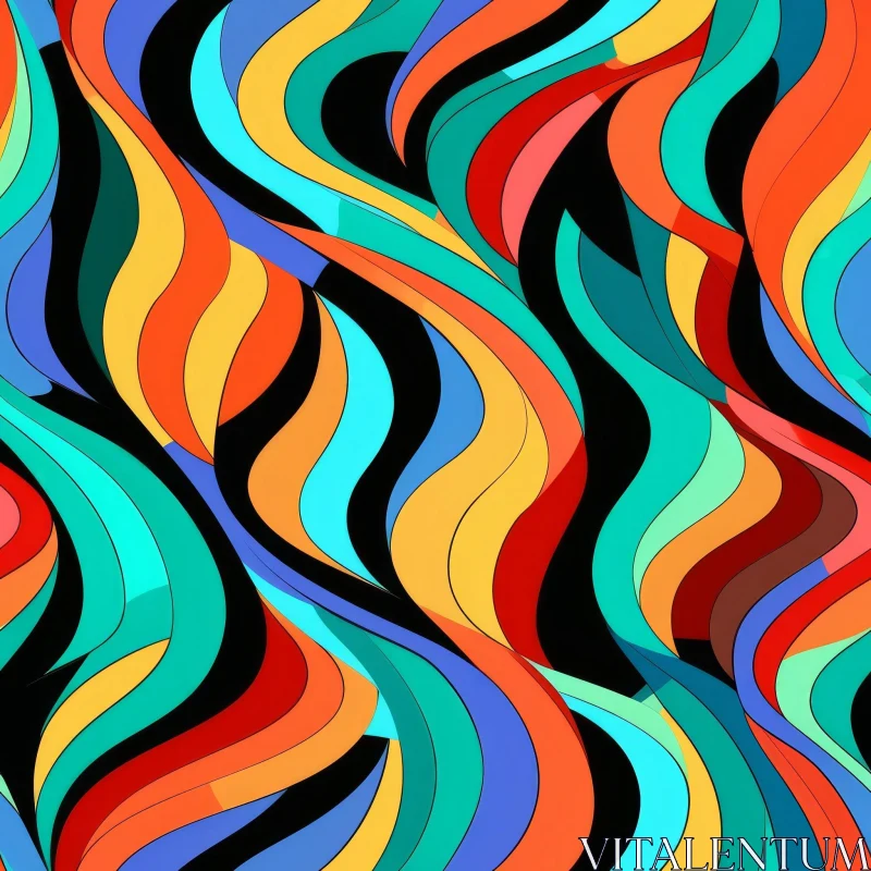 AI ART Colorful Waves Seamless Pattern - Modern Abstract Design