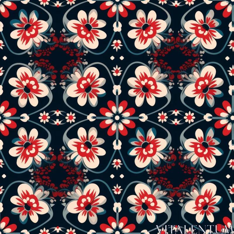 AI ART Dark Blue Floral Pattern | Seamless Design