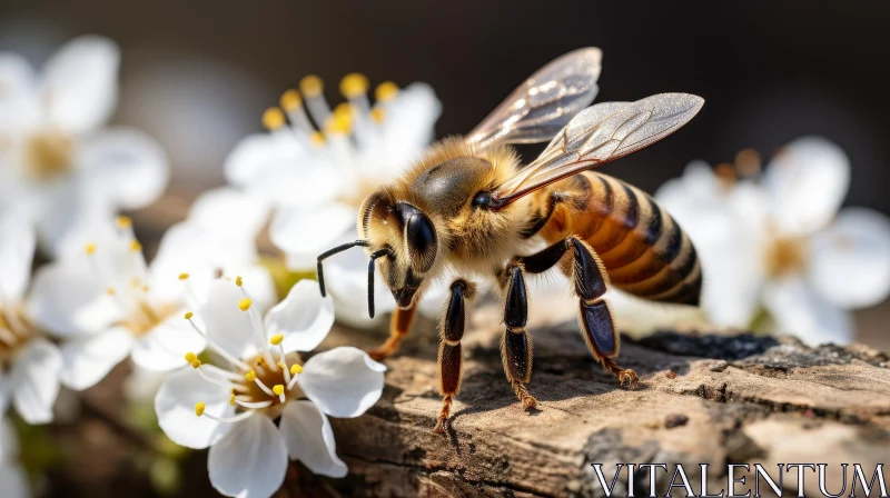 AI ART Enchanting Honey Bee on Tree Branch