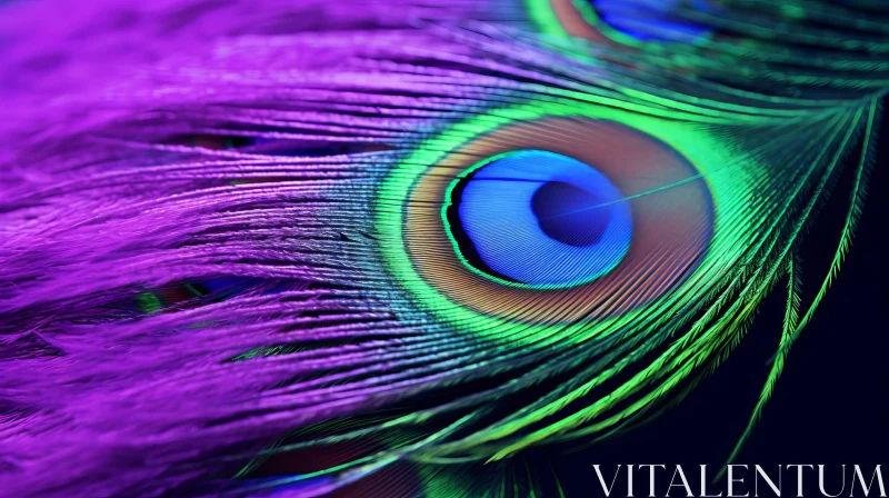 Exquisite Peacock Feather Close-up AI Image