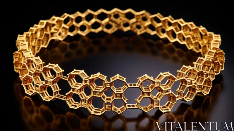 AI ART Gold Metal Honeycomb Pattern Necklace