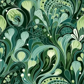 Intricate Green and White Floral Pattern