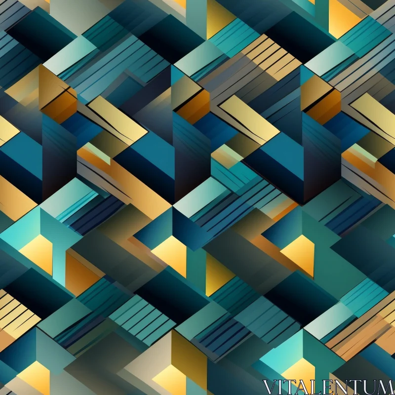 Modern Geometric Pattern in Blue and Green AI Image