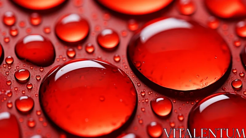 Red Water Drops on Red Background AI Image
