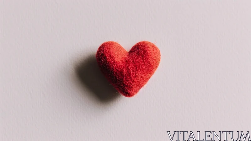 Red Wool Felt Heart Close-up AI Image