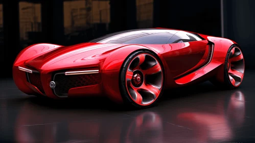 Sleek and Futuristic Red Car | Precisionism Influence | Duckcore