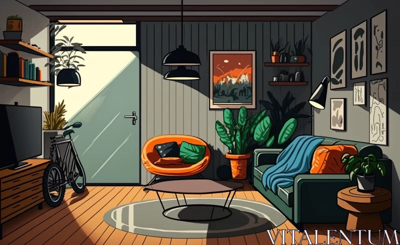 Vibrant and Colorful Modern Cartoon Interior Design Illustration AI Image