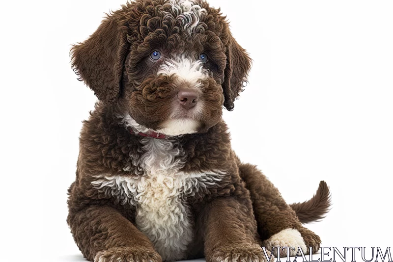 Brown Spotted Labradoodle Puppy Sitting - Elaborate Detailing AI Image