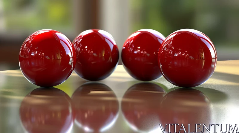 Captivating Photo of Red Balls on Wooden Table | Artistic Composition AI Image