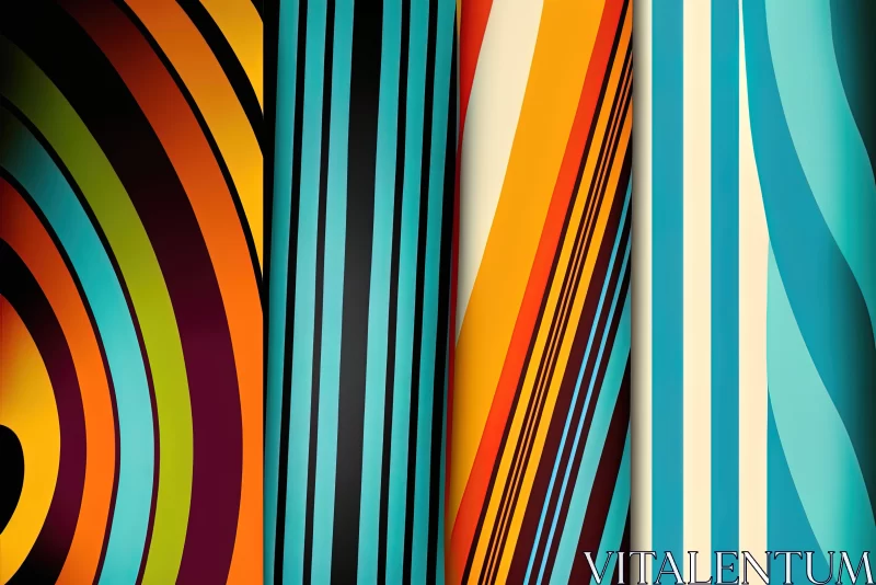 AI ART Colorful Striped Vectors: Playful Abstract Mid-Century Illustration