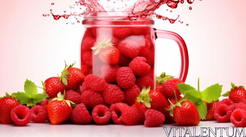 AI ART Red Fruit Juice with Fresh Berries Splash