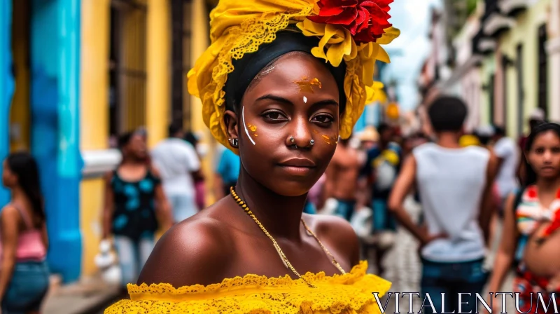 Young Woman in Traditional Cuban Dress: A Captivating Sight AI Image