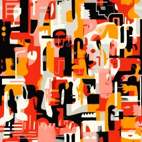 Colorful Abstract Painting with Energetic Shapes