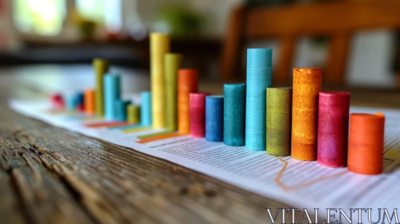 Colorful Paper Tube Bar Graph | Abstract Data Representation AI Image