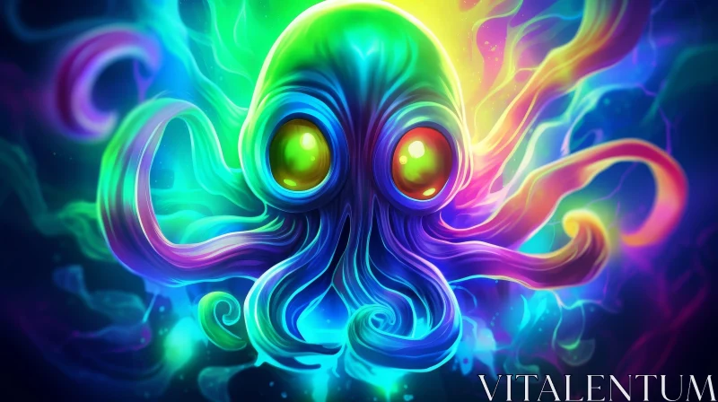 Enigmatic Octopus - Colorful Animal Art AI Image