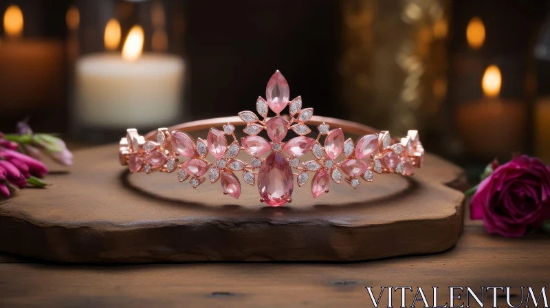 Exquisite Pink and White Gold Tiara for Special Occasions AI Image