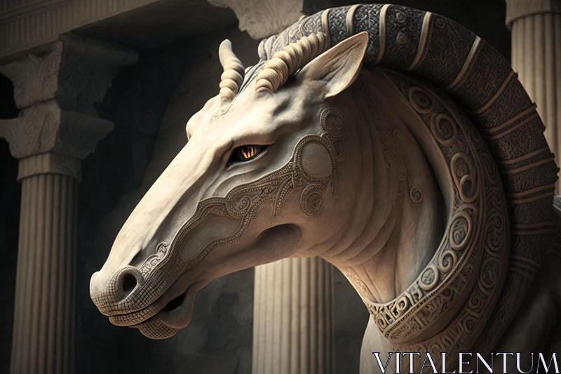 Majestic Horse Sculpture: A Fusion of Dragon Art and Byzantine-Inspired Elegance AI Image