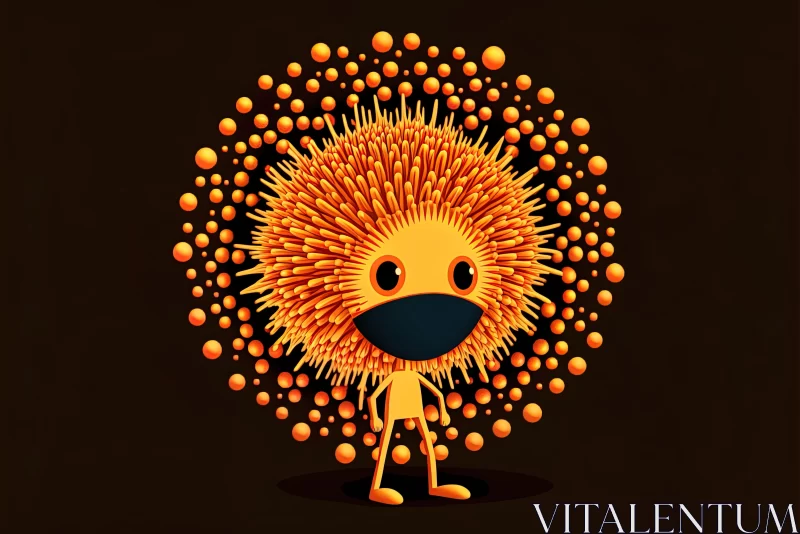 Orange Man Illustration with Spiky Mounds and Psychedelic Vibes AI Image
